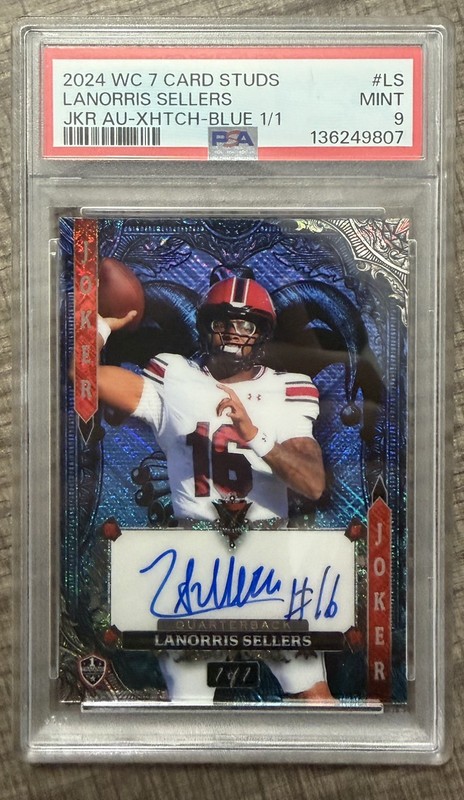 1/1 2024 7 Card Studs Lanorris Sellers Blue Rookie RC Auto #'D #LS PSA 9 Graded