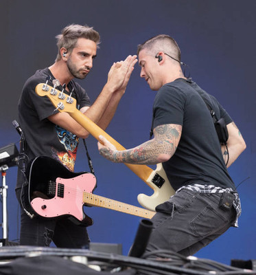 Alex Gaskarth and Zack Merrick of All Time Low perform at Reading Fest- Photo