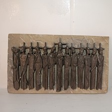 Vintage Bronze Last Supper Wall Plaque by Dimosa of Olot Spain 17" x 10"