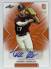2021 LEAF PERFECT GAME AUTO TANNER KNOWLES ORANGE PAPER 21/30