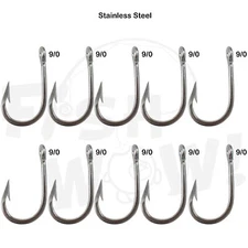 10pcs Size 9/0 Fishing Swordfish Stainless Steel Hook Tuna Dorado Wahoo Marlin