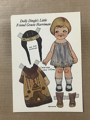 Postcard Dolly Dingle Paper Doll Little Friend Gracie Indian Girl Costume 1984