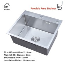 SUS304 Stainless Steel Kitchen Sink Handmade Under Mount Sink with Single Bowl