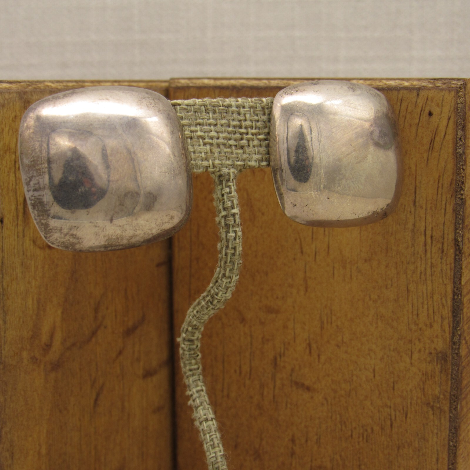 Large Puffed Rectangular Sterling Silver Post Ear… - image 2