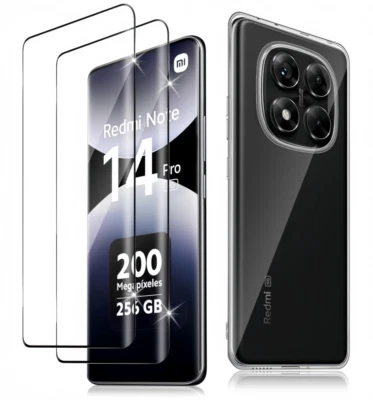 HQSELECTION Coque TPU transparent pour Xiaomi Redmi NOTE 14 PRO 5G + 2 Verre trempé