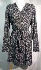 Express Women Black Multicolored Floral Long Sleeve Shirt Dress Size Small