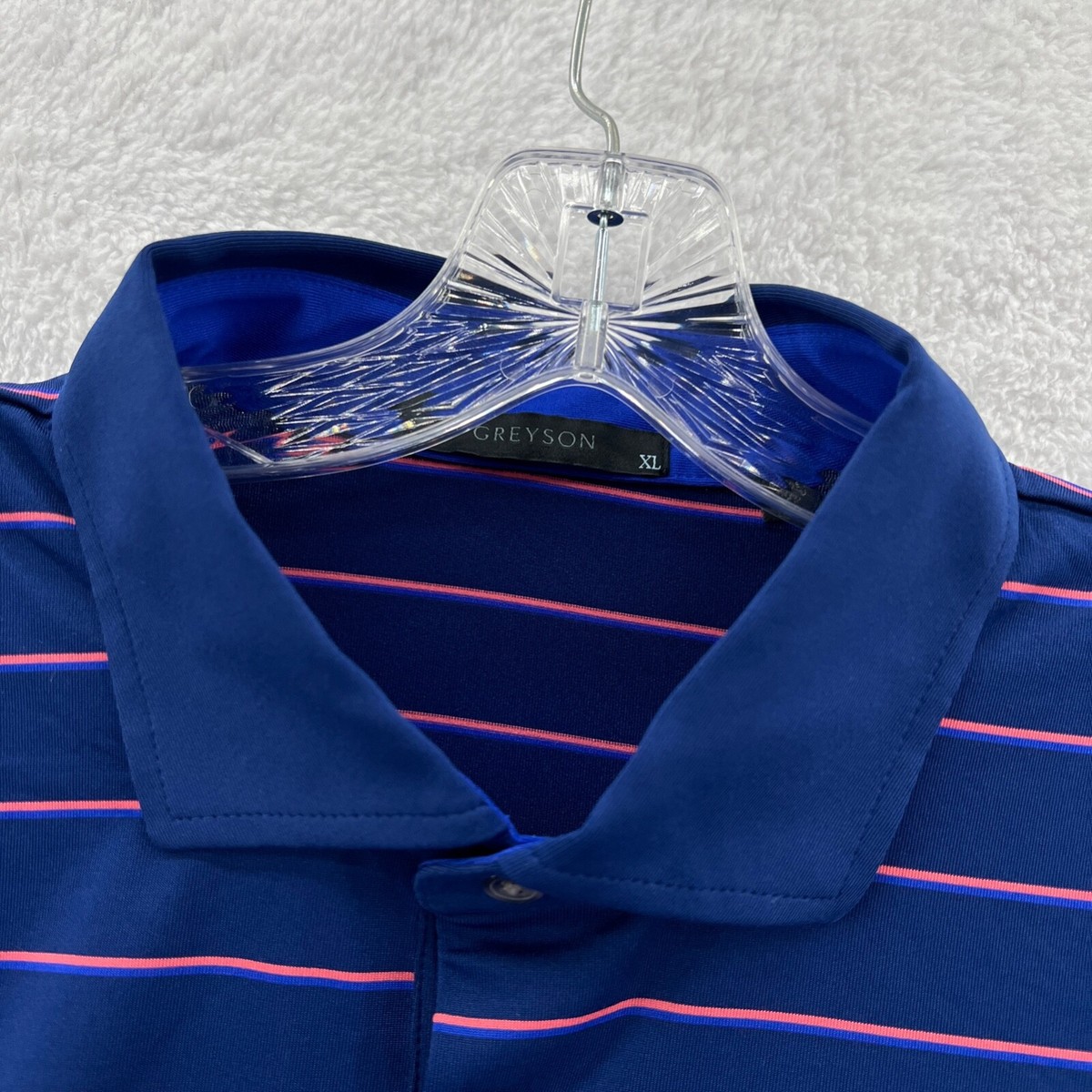 Greyson Polo Shirt Mens XL Blue Striped Relaxed Collared Sport