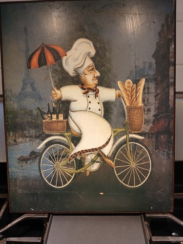 Fat Bistro Chef Kitchen Art Jennifer Garant Framed Tile Picture Hang Trivet 8x8 - 第 3/4 張圖片