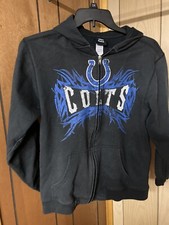 Indianapolis Colts Full zip Sweatshirt kids Large 14-16 Graphic Design Preowned
