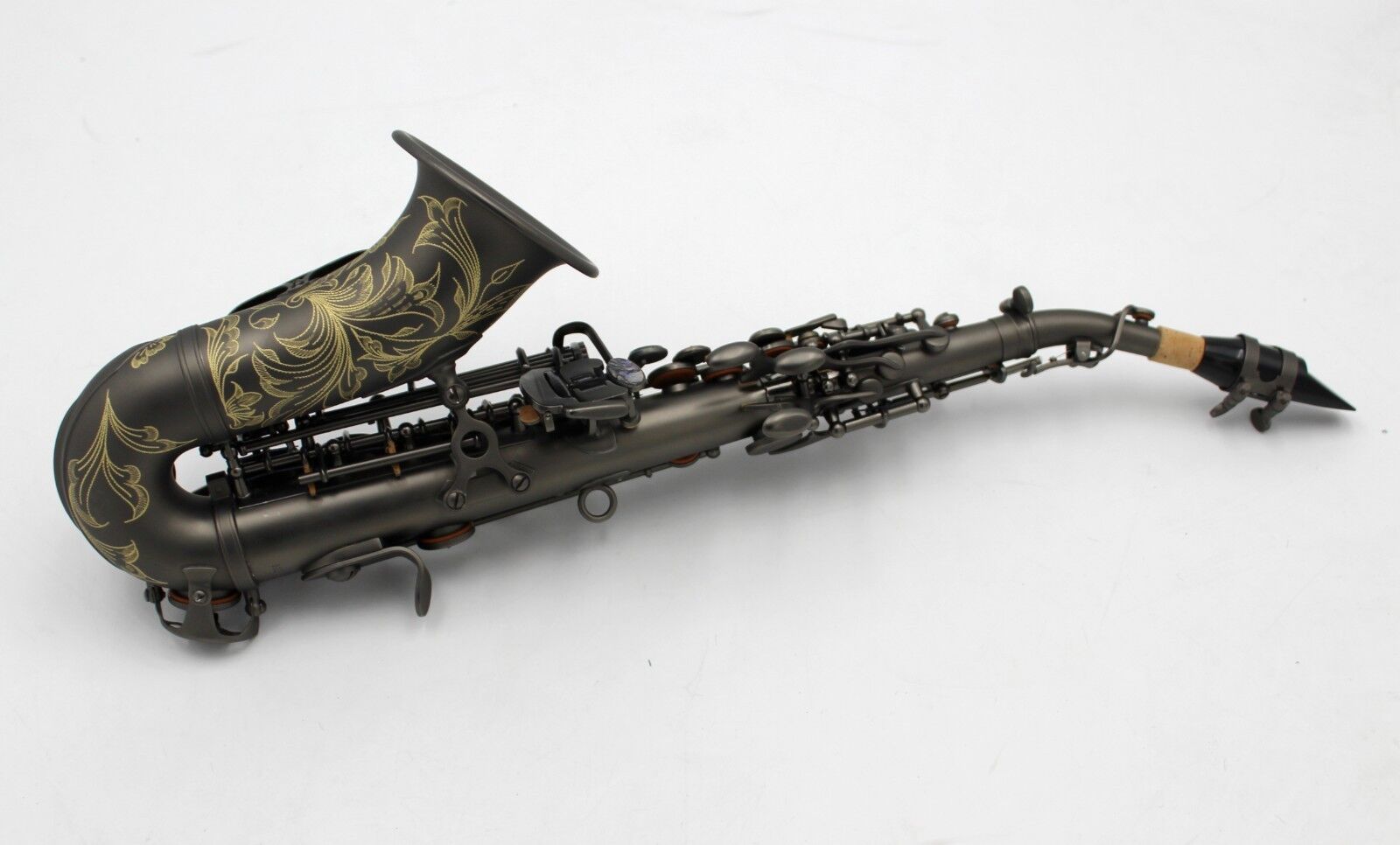 Pro Eastern Music Matt black plated curved soprano saxophone with engravings Origineel, klassiek populair