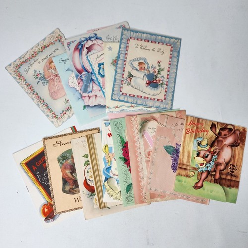 18 Vintage Greeting Cards Mothers Day Birthday Valentine Baby Shower Annoucement