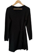 Talbots black side tie detail metallic shimmer sweater dress size Small