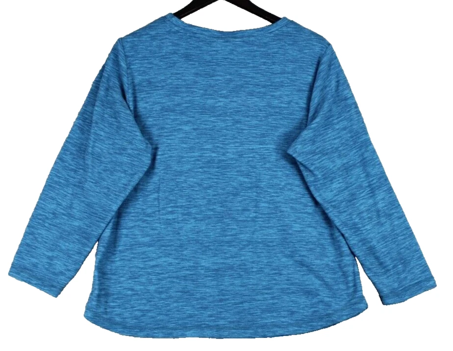 Suéter ligero Karen Scott Top para mujer talla OX azul jaspeado mangas largas Foto 2 de 4