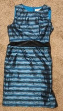 MICHAEL KORS Sheath Dress Shiny Iridescent Blue Silver Lined Sleeveless Sz 12