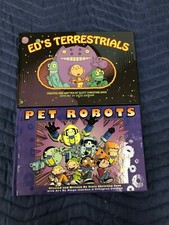 2 BOOKS Ed's Terrestrials  and Pet Robots Hardcover Sava