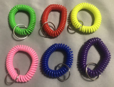 LOT OF 6 SPIRAL KEYCHAINS KEY CHAIN WRIST COIL CHAINS ELASTIC FAST FREE SHIPPING