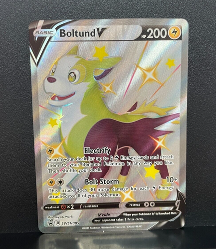 Pokemon Boltund V Shining Fates Full Art Promo Card - Black Star SWSH085 - Trading Card Game (TCG)