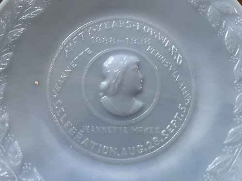 Jeannette Delphine Blue Glass 50 Year Celebration Anniversary Plate - Picture 2 of 3