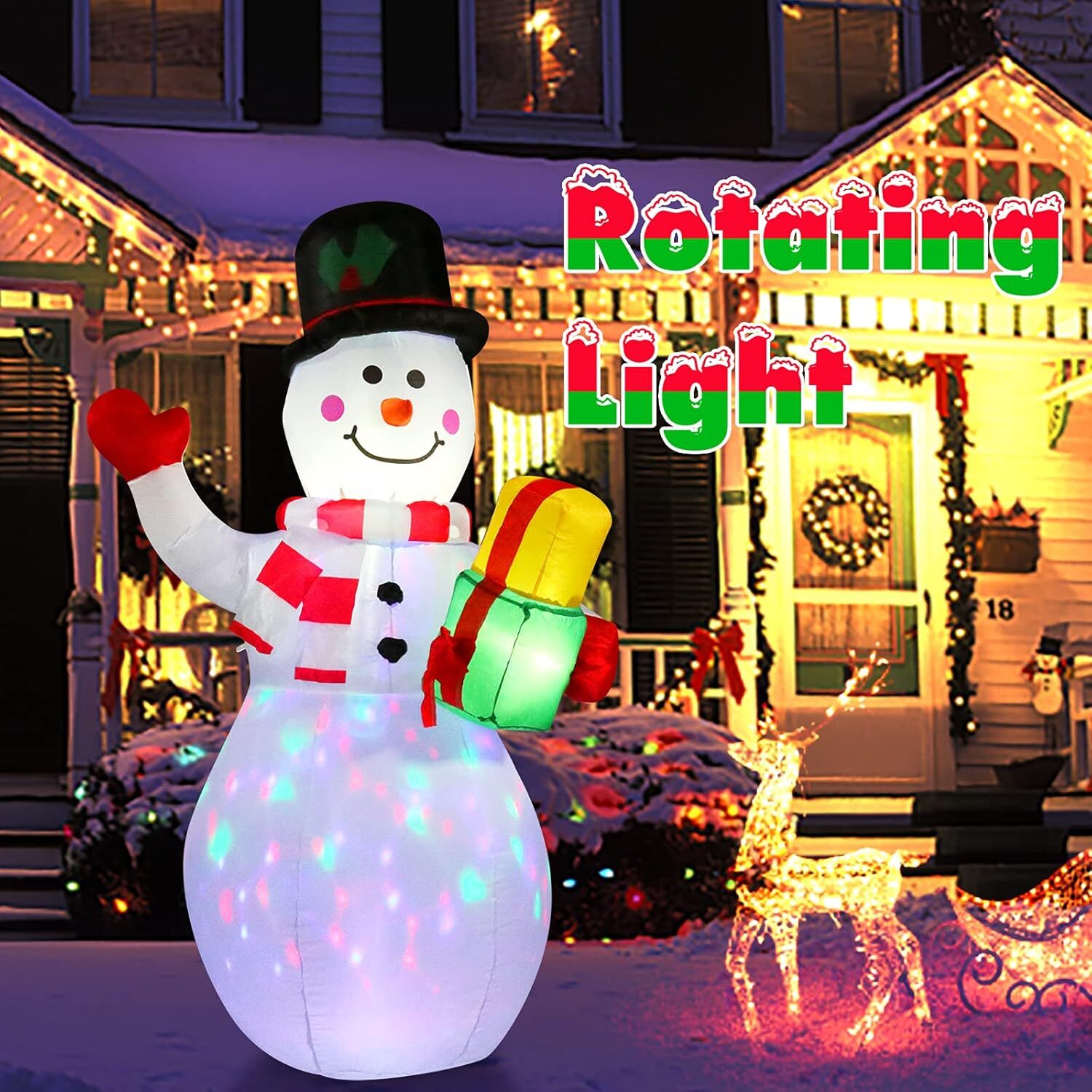 5ft Inflatable Snowman Christmas Outdoor Decorations Inflatables with Built-in