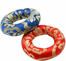 4 inch 2PCS Silk Ring Cushion for Tibetan Singing Bowl Red Blue made in Nepal