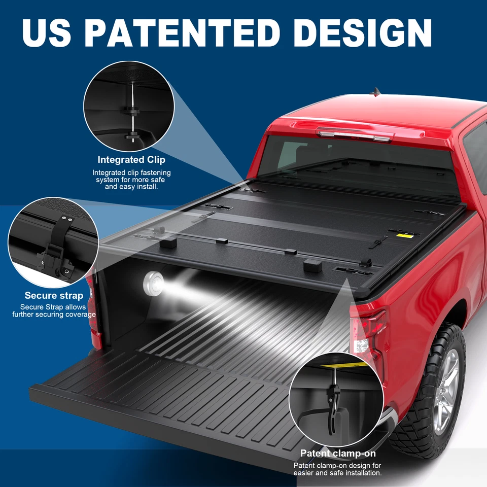 4 Fold 6.5FT FRP Hard Bed Tonneau Cover For 2007-2013 Chevy Silverado GMC Sierra - Image 4 of 4