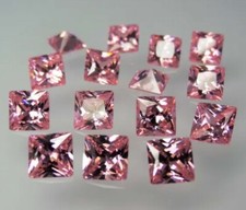 5mm Princess Cut Simulated Pink Sapphire Loose Gemstone 5 pcs lot