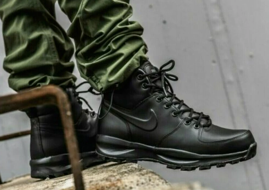 motief Zich verzetten tegen Moderniseren Nike Manoa Leather Boots Water Resistant Triple Black 454350-003 Mens Multi  Size | eBay