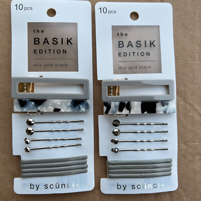 The Basik Edition Mix And Stack Bobby Pins Clips 20 Pc 2sets Gray By Scunci  NEW