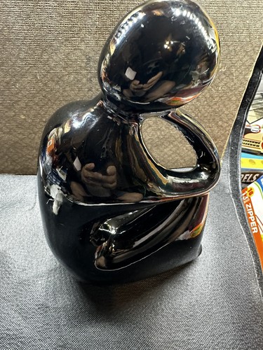 Late-Century Gloss Black Art Deco Figurine Sculpture, The Thinker - Picture 16 of 16