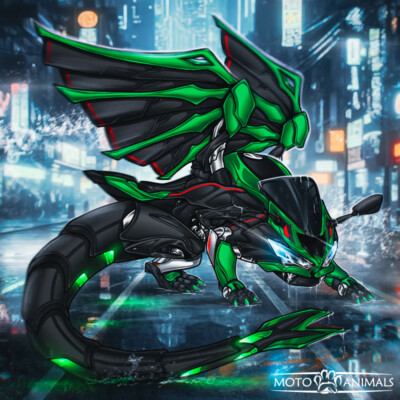 Kawasaki ZX-6R Ninja 2019-2023 - Motorycle poster Dragon art from