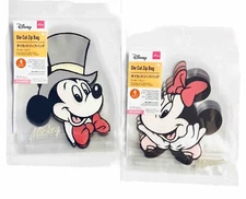 Disney x Daiso Mickey & Minnie Mouse Die Cut Zip Bags Top Hat Pink Bow SET