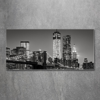 Glas-Bild Wandbilder Glas-Druck 120x60 Sehenswürdigkeiten Manhattan bei Nacht