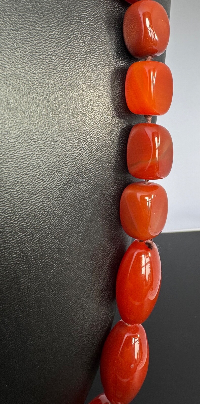 Large Bead Long Carnelian Statement Necklace 31.5" - image 5