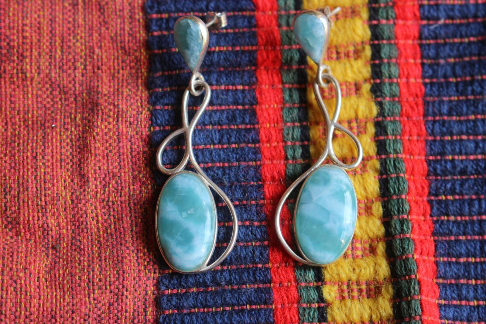 Boucles d'oreilles pendantes Larimar argent 925 anti-allergie, bijoux légers pour oreilles sensibles