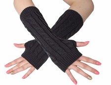 Strick Stulpen Armstulpen Handstulpen Pulswärmer Zopfmuster Schwarz Braun Weiß