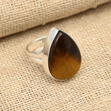 Tiger's Eye Gemstone Handmade 925 Sterling Silver Ring Jewelry