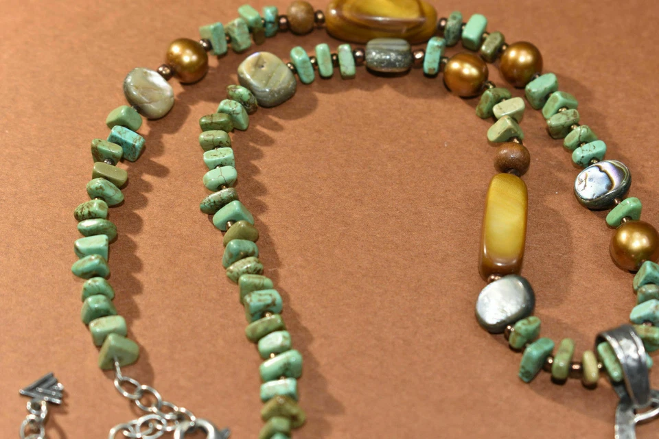 Silpada Howlite Shell Pearl Sterling Silver Necklace N1786  Retired - Image 3 of 4