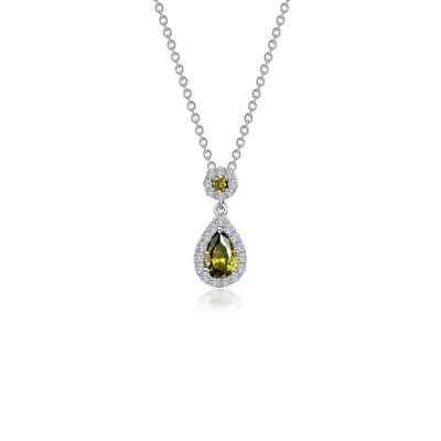 BRAND NEW Lafonn Platinum Bonded 0.90 CTW Pear Shape Halo Necklace N0318OVP20