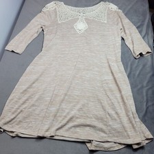 Crochet Accent Beige Striped  Dress By Hayden Los Angeles XL