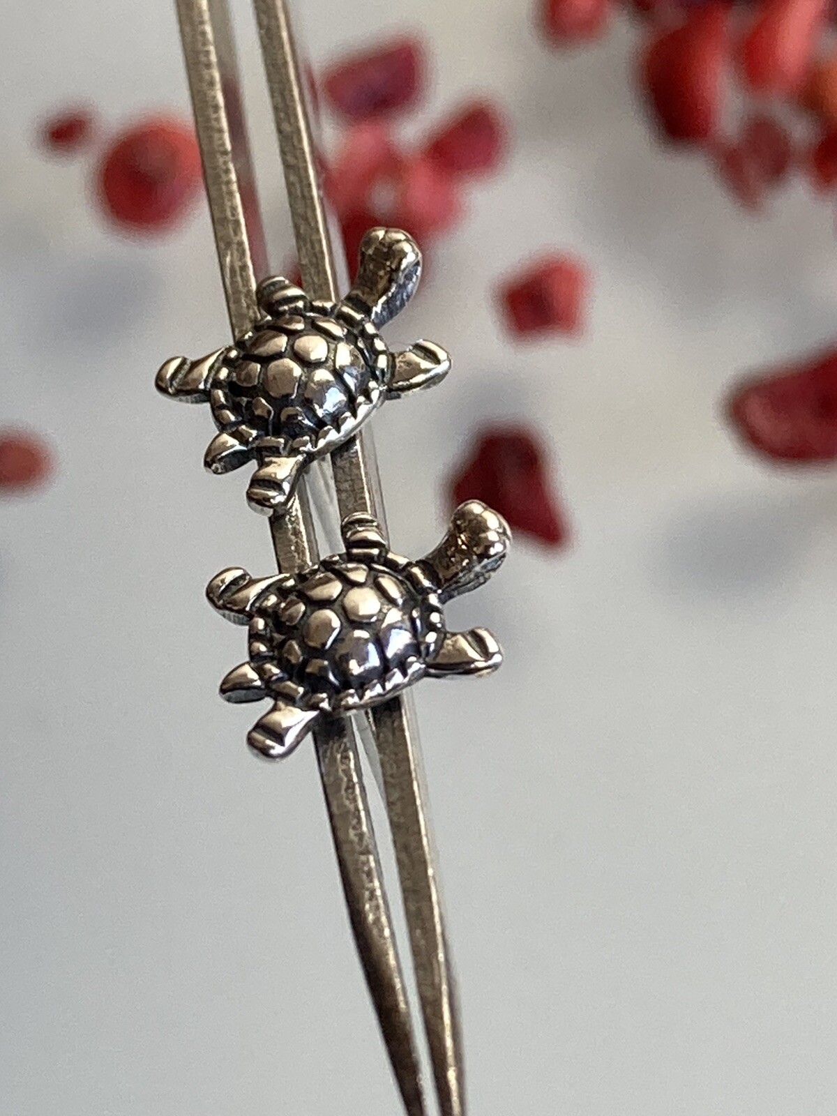 New Sterling 925 Solid Silver Turtle Stud Earring… - image 2