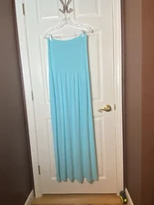 M Rena Tube Top Maxi Dress Turquoise Blue Aqua One Size Beach Pool Resort Cruise