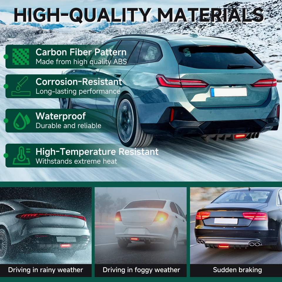 Alerón difusor de parachoques trasero de carbono con luces de freno LED para Cadillac Escalade-V Foto 3 de 4