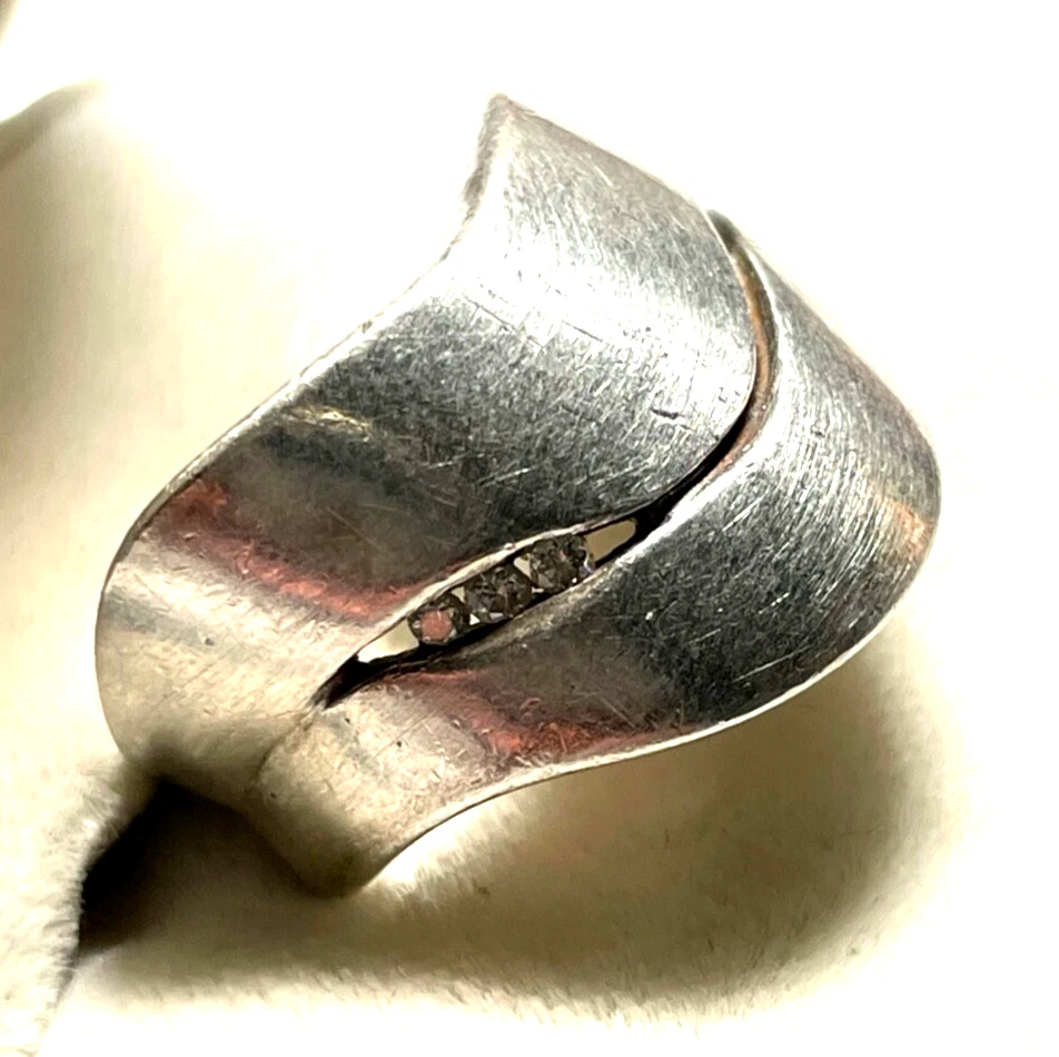 Massiver 925 Silber Designer Ring QUINN mit 3 Brillanten 0,06 ct RG 55 Ø 17,5 mm - Bild 3 von 4