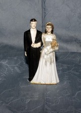 Vintage CHALKWARE Wedding Cake Topper Bride and Groom Figurine pair