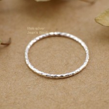 925 Sterling Silver Bling Plain Thin Band Knuckle Midi Ring Stackable A3572-S