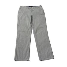 Tommy Hilfiger Women Gray/White Flat Front Casual Pants Size 12