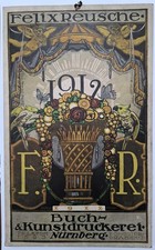Historisch Jugendstil-Werbeschild (f&uuml;r Kalender) 1912, N&uuml;rnberg, Karton 49x30cm