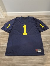 Vtg 90s Michigan Wolverines Football Jersey Sz L 1 Nike Blue NCAA