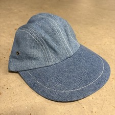 Vintage 90s LL Bean 4 Panel Denim Long Bill Hat Medium USA Outdoors Preppy