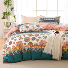 Duvet Cover King Size, Reversible Floral Boho Flower Duvet Cover Set with Zipper